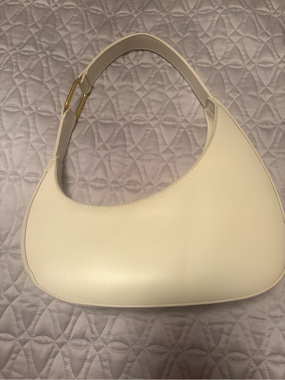 New no tags - Cream Shoulder Bag - Minimal Curved Hobo